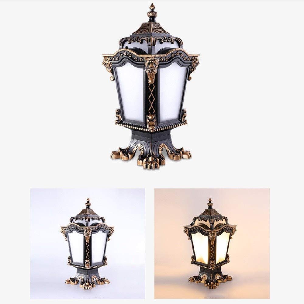 Cortile Europeo Antico Post Pilastro Lanterna Luce Ingresso Portico Cortile Decorazione Esterno retrò Tradizionale E27,50 * 24cm