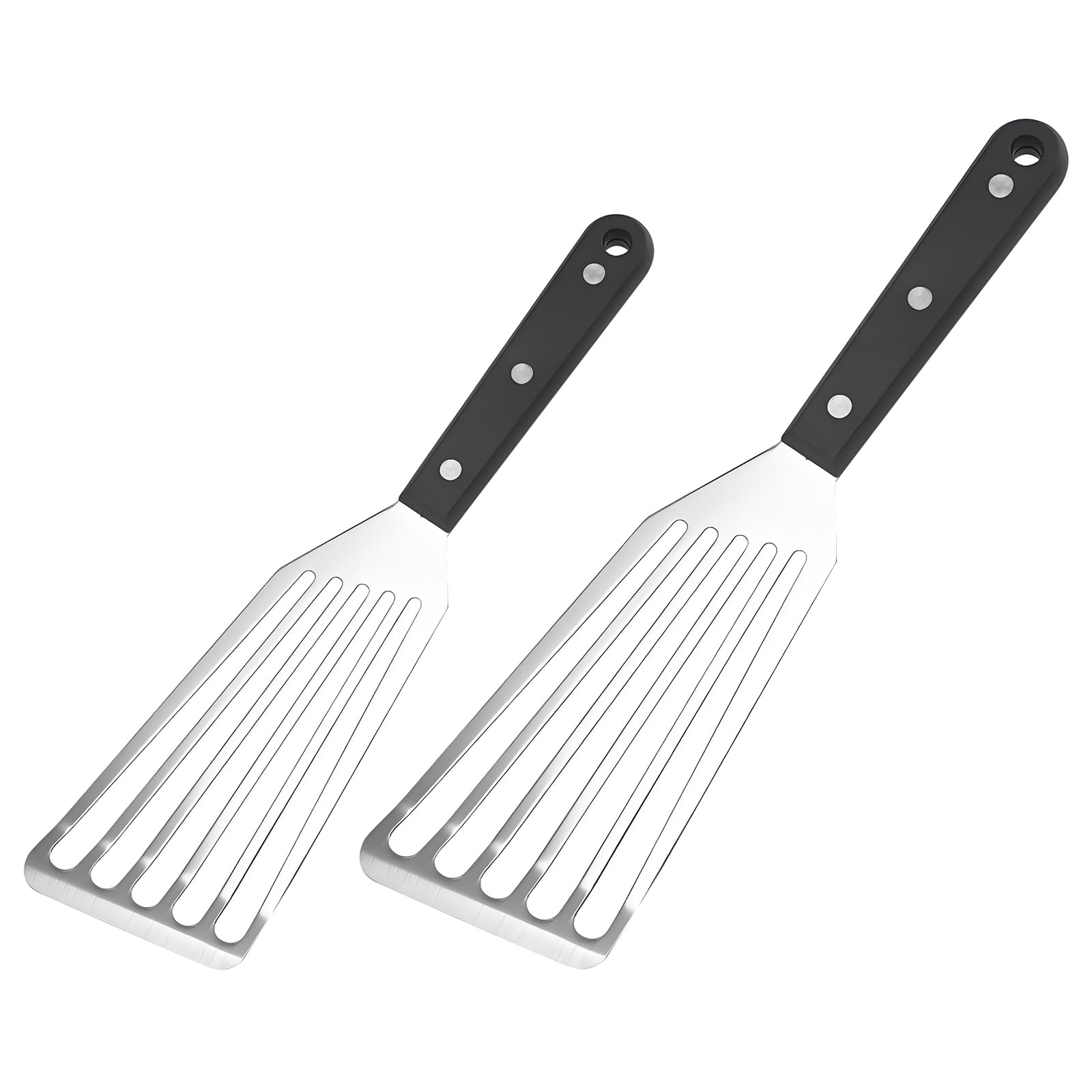 Fish Spatula,2 Pcs Premium Stainless Steel Spatula - Professional Fish Slice & Metal Spatula for Cooking, Non-Stick Slotted Turner with Ergonomic Handle for Flipping Eggs, Burgers and Grilling