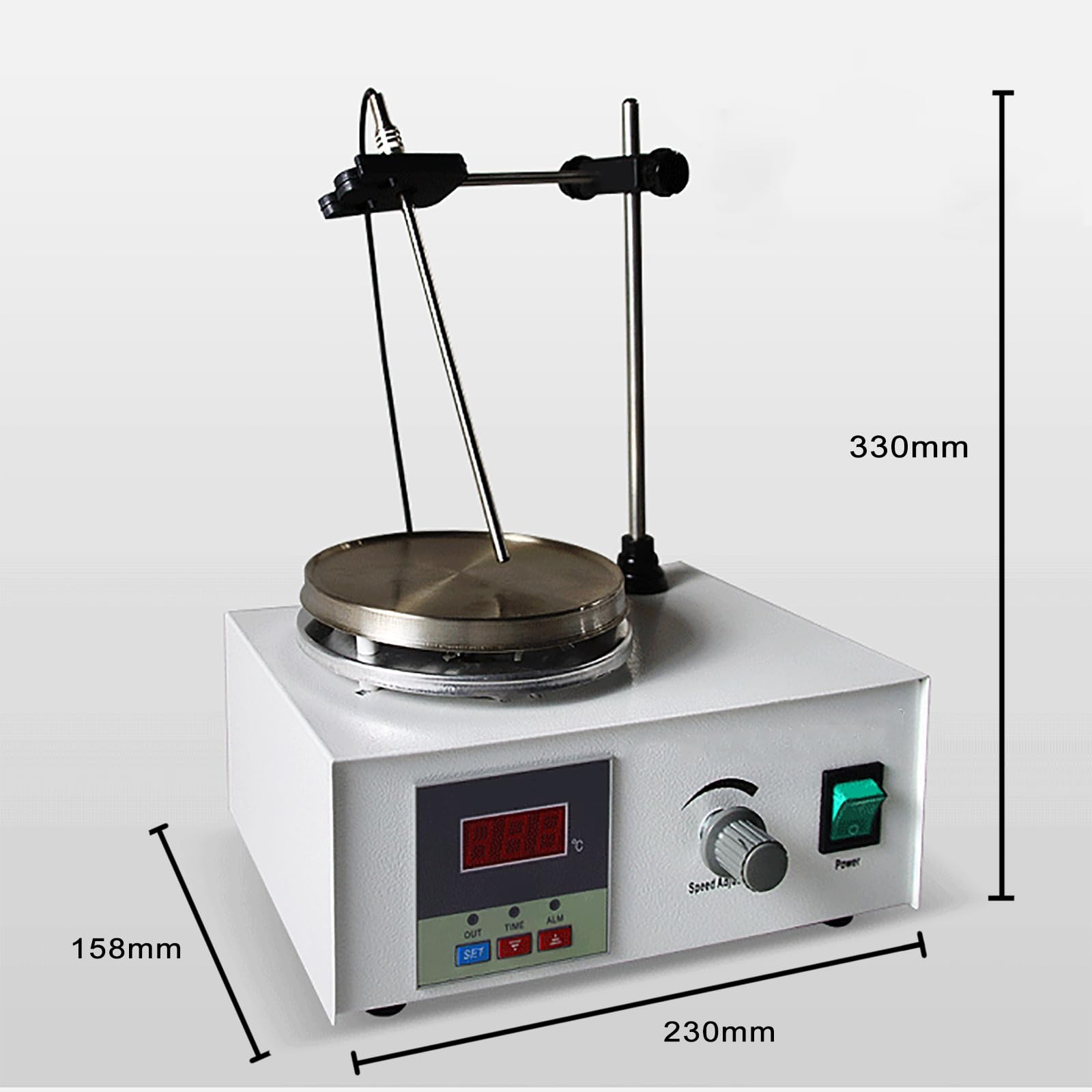 Placa Calefactora con Agitador Magnético, Agitador De Laboratorio con Pantalla Digital LED, Temperatura Constante/bajo Ruido/Ajuste De Velocidad: 0-2400 RPM, Adecuado para Campo Bioquímico