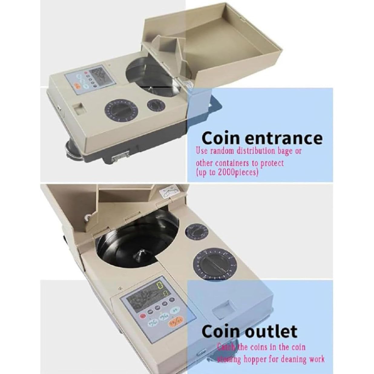 Selezionatore di Contamonete Elettronico, Contatore di Monete Ad Alta velocità da 1200 Pezzi/Min per Monete da 15mm ~ 34mm, Selezionatore di Monete per Negozi di Banche Aziendali Ristoranti