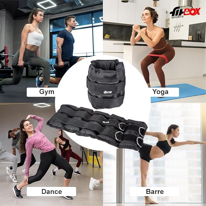 Image of FitBox Sports Adustable Ankle Weight With Removable 5 Weight Bags for Training, Running, Boxing, Jogging, Cycling