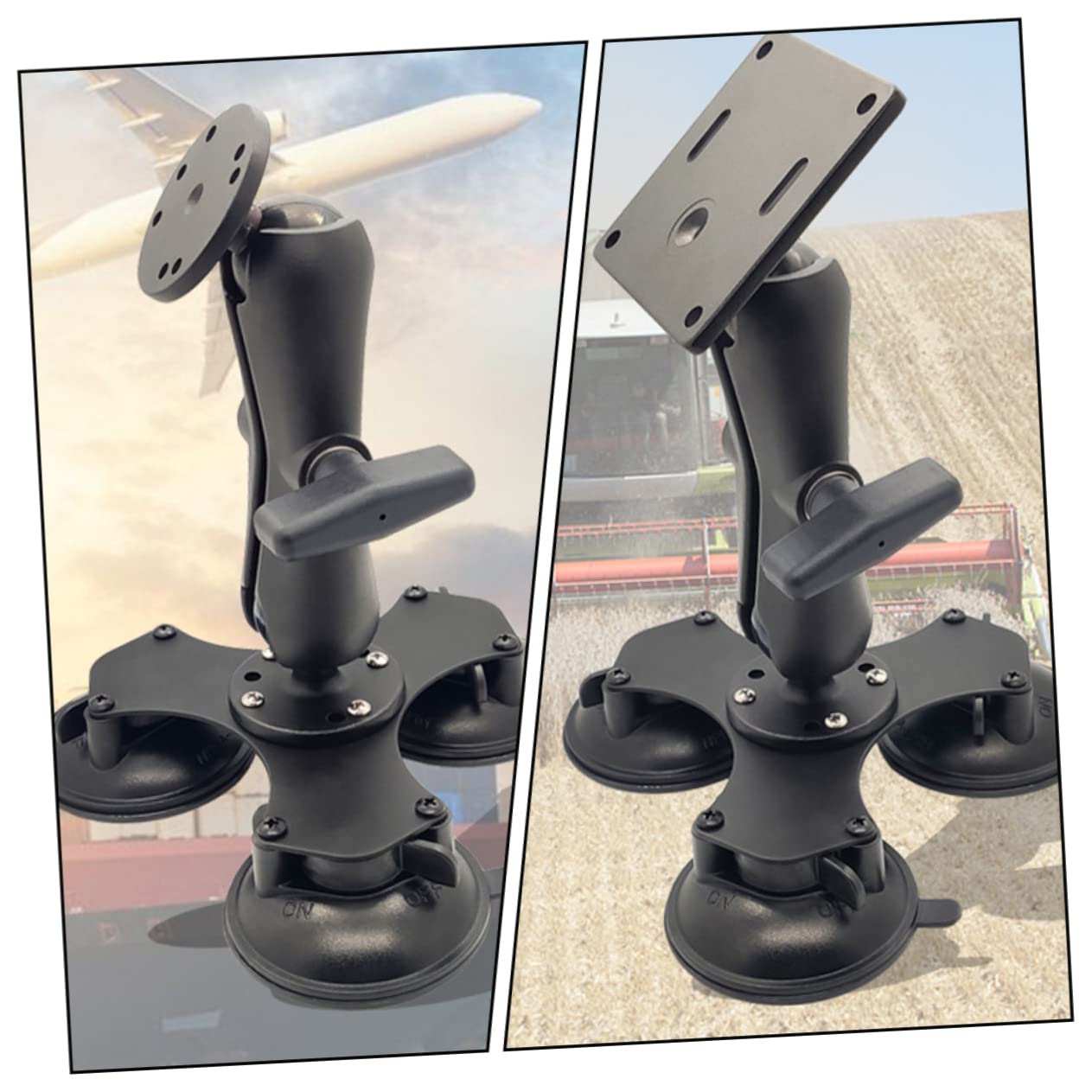 EXCEART Soporte de Parabrisas Triple Ventosa y Rótula Giratoria Soporte de Ventosa Rótula para Coche Compatible Telefonos y Dispositivos GPS