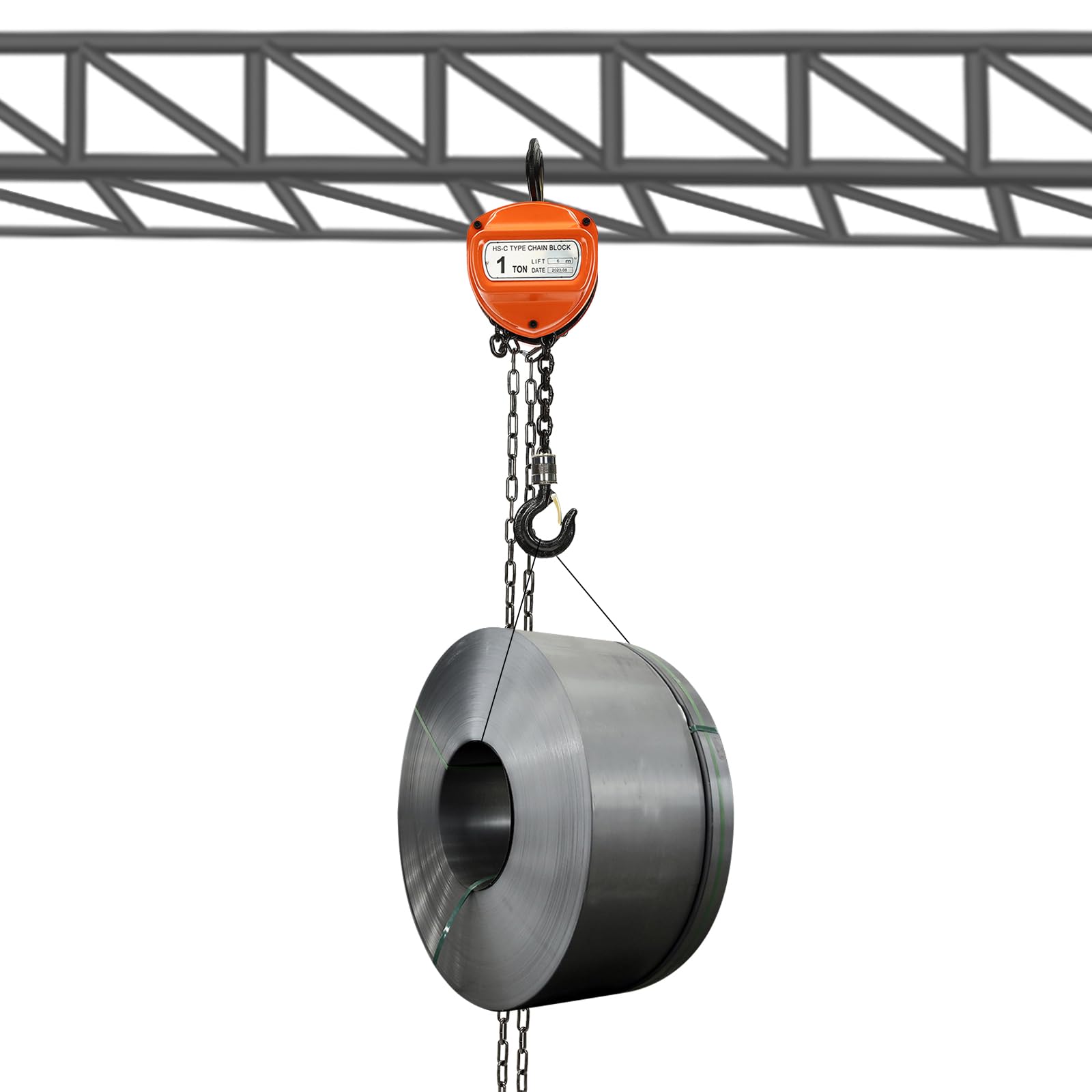 Chain Hoist 3306LBS/1T Chain Block Hoist Manual Chain Hoist 6m/20ft Block Chain Hand Chain Lifting Hoist w/Two Heavy Duty Hooks Chain Pulley Tackle Hoist Winch Lifting Pulling Equipment