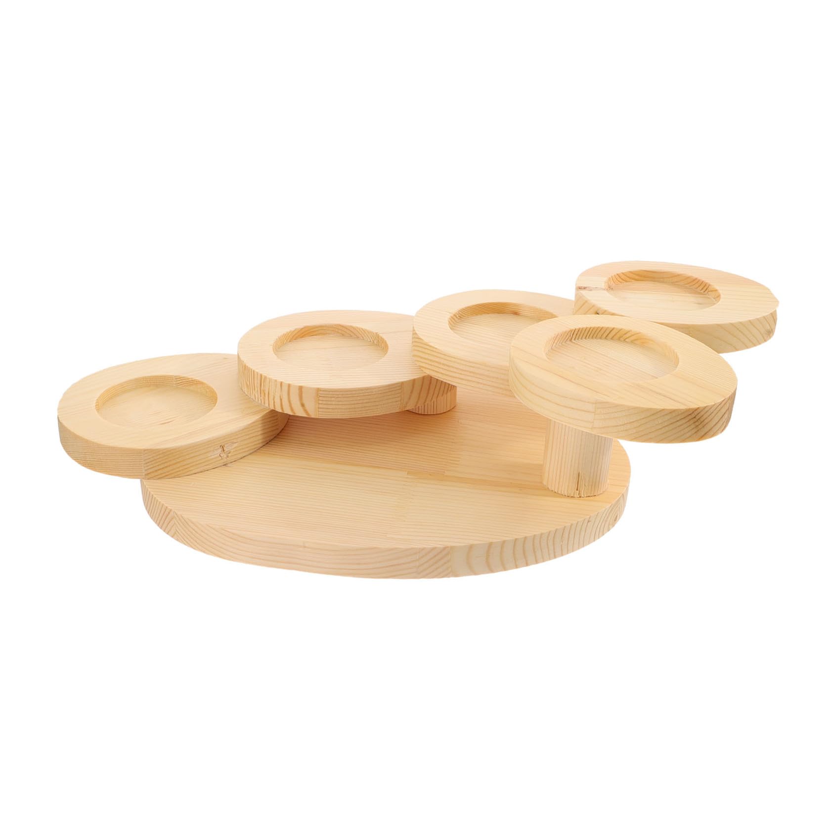 Cabilock Bandeja de Madera para Servir Sushi Diseño Escalera de Cinco Niveles, Soporte Decorativo y Funcional para Exhibir Aperitivos y Postres en Restaurantes