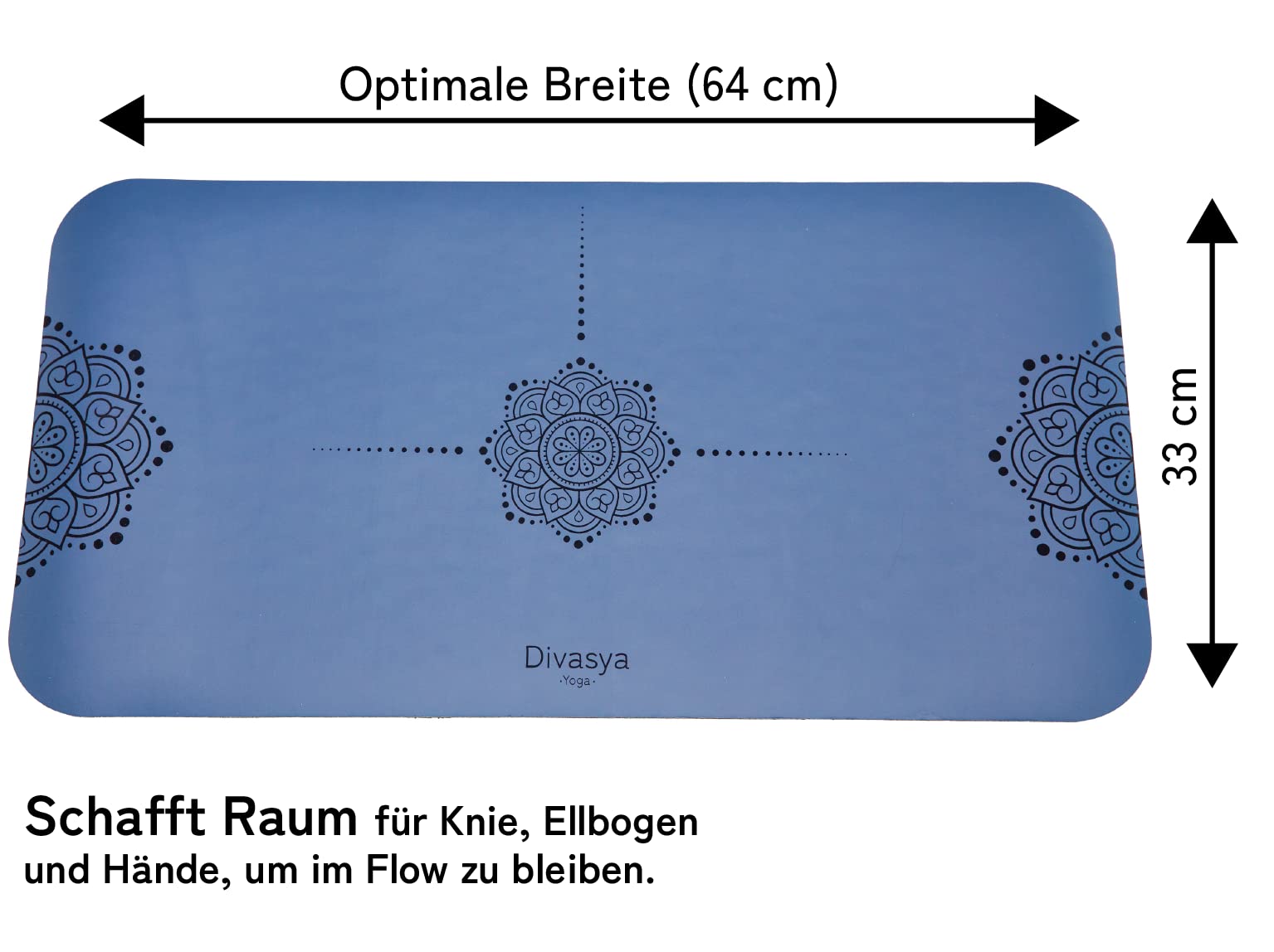Yoga-Knie-Pad: Yoga-Kissen, Knieschoner, Yoga-Knie-Polster (64x33cm), dämpfender Naturkautschuk & rutschfeste japanische grip Oberfläche. Für Ellbogen, Handgelenke, Knie und REISEMATTE
