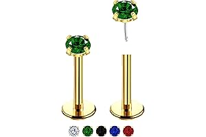DAYANEY 2 Pcs Gold Nose Stud - August Birthstone Shamrock Nose Ring