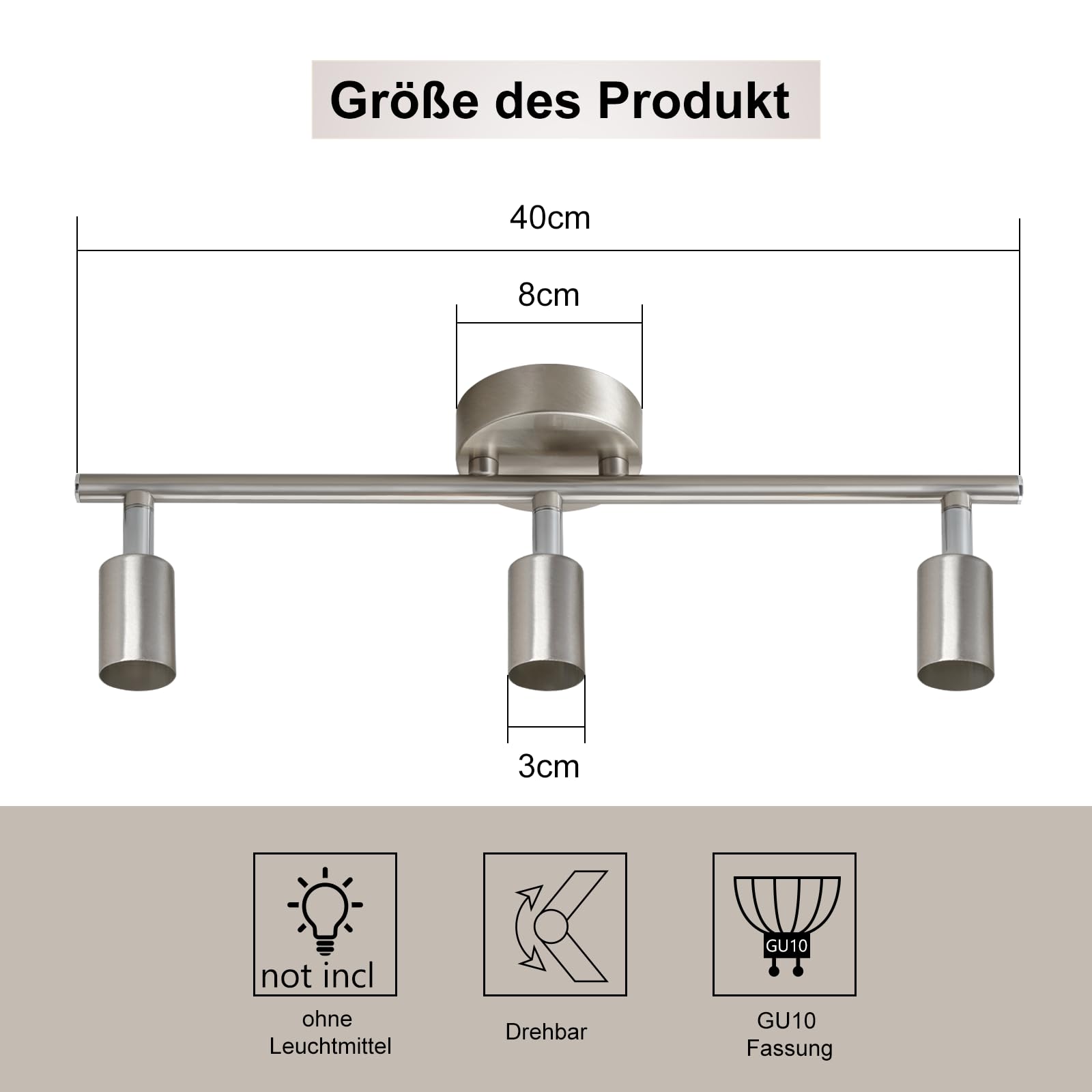Lampa sufitowa LED 3-płomieniowe reflektory sufitowe GU10 Obrotowa 330°Przemysłowa lampa sypialnia Jadalnia bez żarówek