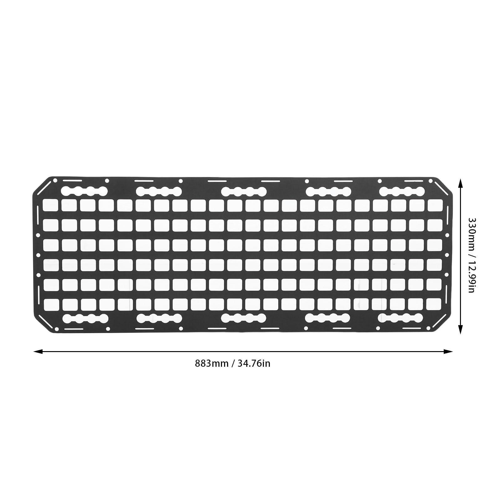 Molle-Panel aus Metall für LKW-Ladeflächen, 2 mm Starkes Aluminium, vielseitiges Hängesystem, MOLLE-Panel-Rahmensystem für L-Schienen zur Aufbewahrung in Auto, LKW, Wohnmobil, Boot und Zuhause