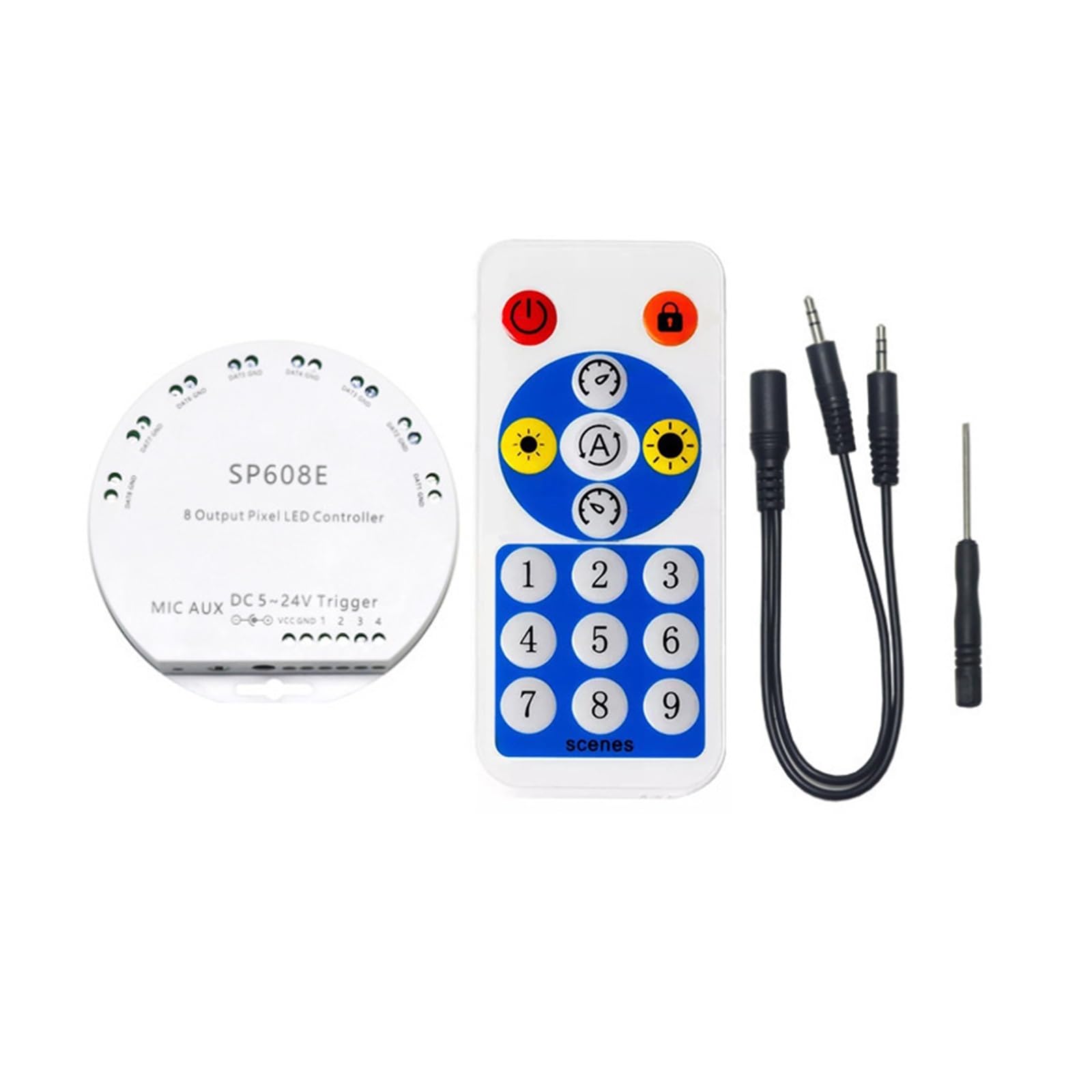 Controlador de música sinfónica SP608E, tira de luces LED, regulador de intensidad de salida de señal independiente de 8 canales, regulador LED