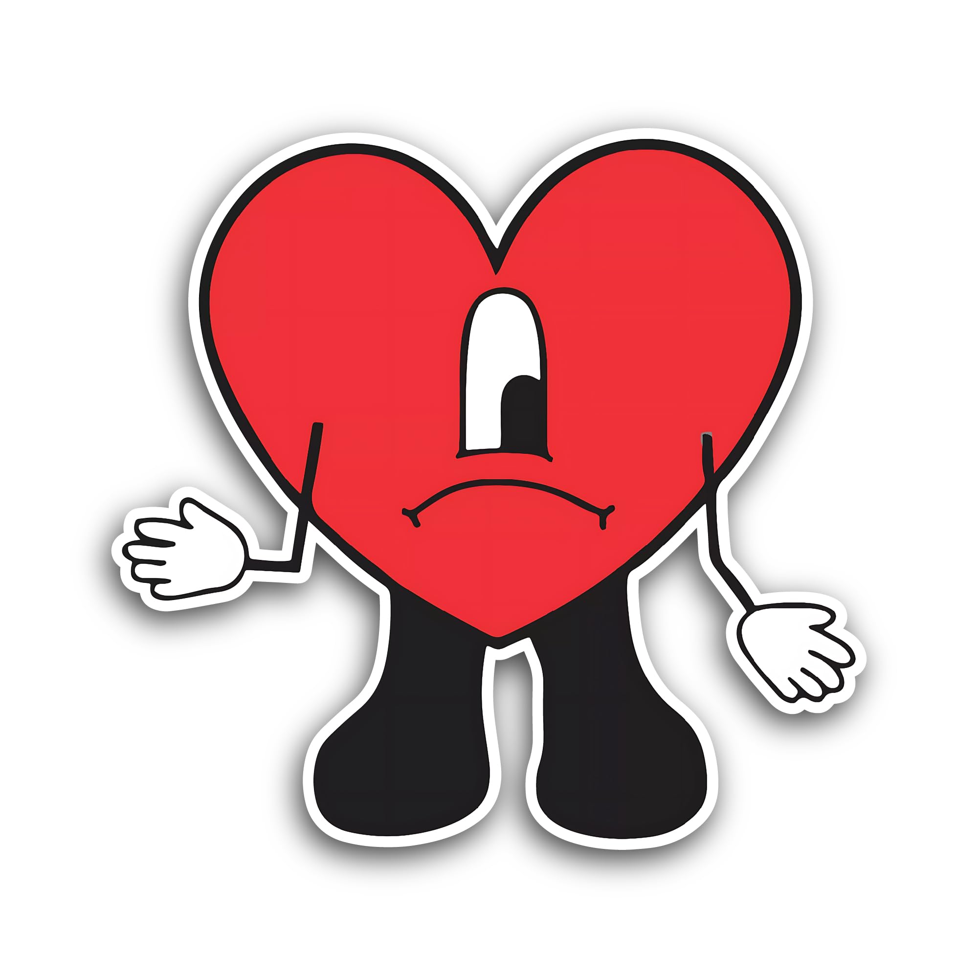 2 (Pieces) 3" and 5" Bad Bunny Red Heart Sticker, Waterproof Vinyl Decals for Many Purpose Like Cars, Trucks, Laptops, Phones, Windows and More