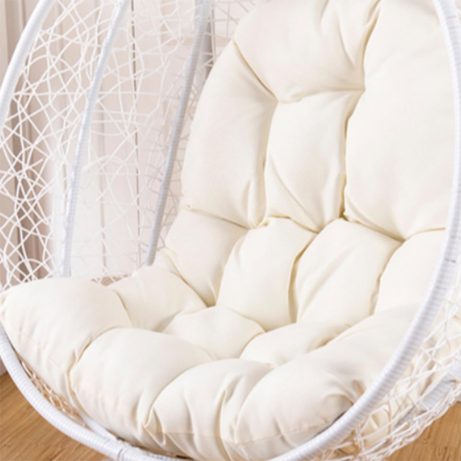 Silla de huevo blanco transpirable, repuesto resistente a la intemperie, impermeable, cesta colgante para asiento de columpio para interiores y exteriores, patio, conserva, balcón, piel