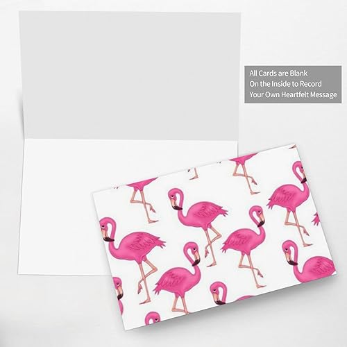 Miniatura 5 de Tarjetas de felicitación en blanco de flamenco rosa con sobres rosados, para todas las ocasiones, agradecimientoscumpleañosbodasbebénegocios