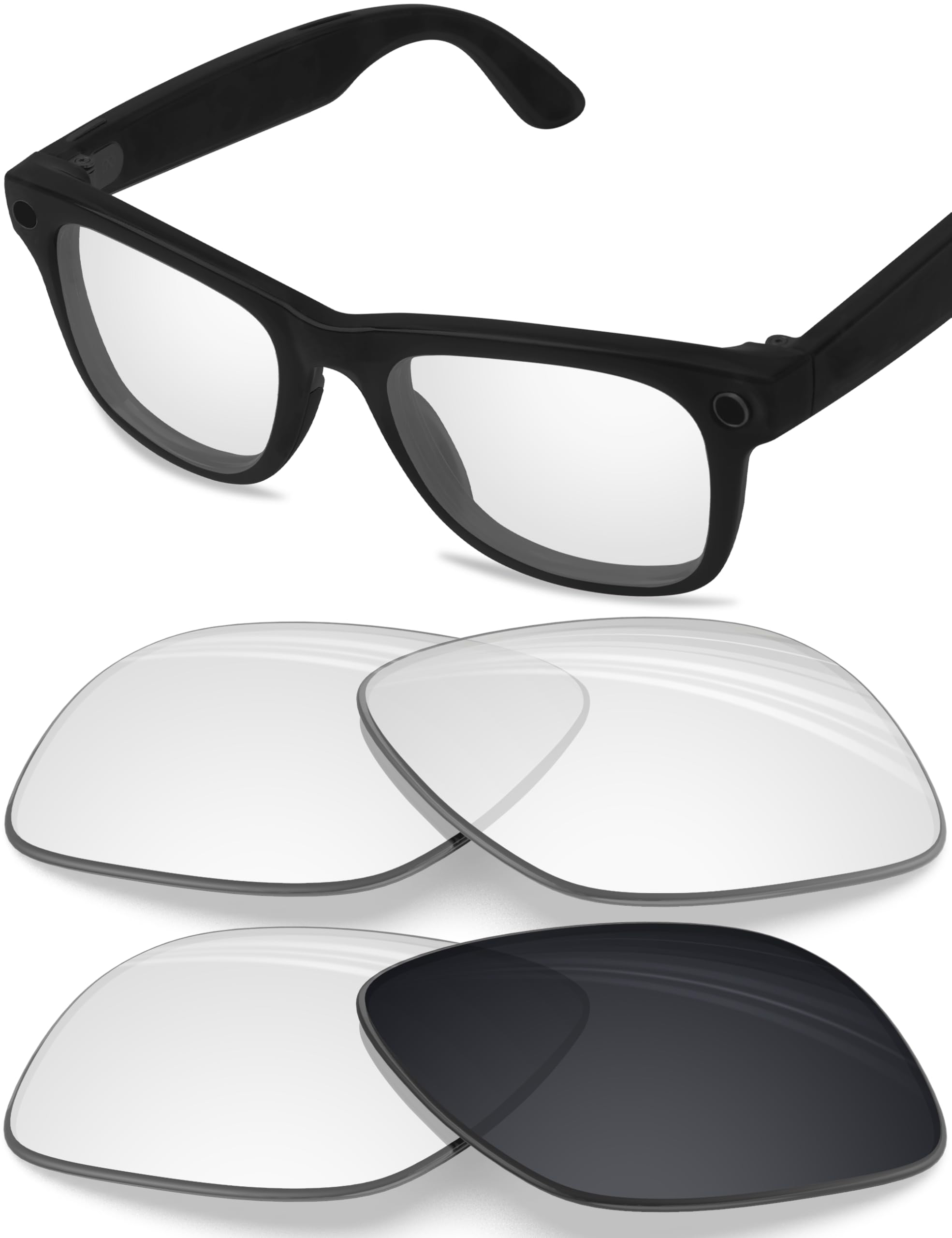 BLAZERBUCK Anti-salt Polarized Replacement Lenses for RayBan Meta Wayfarer RW4006 50mm - Clear to Black Photochromic & Clear