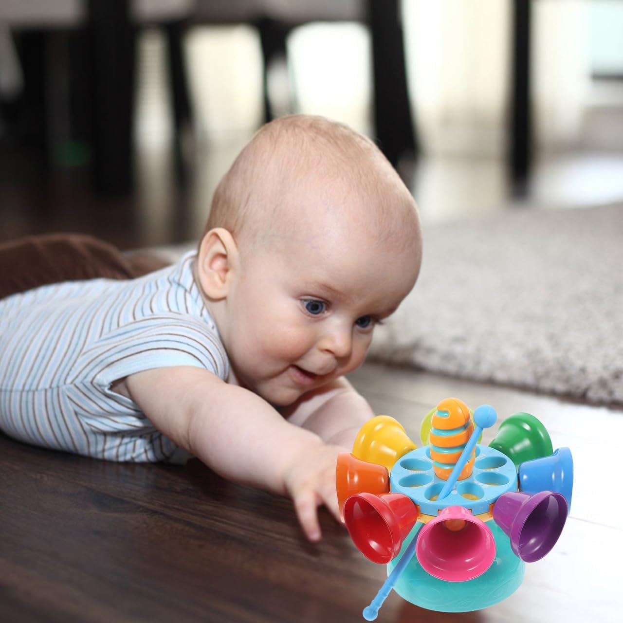 Toyvian Baby Percussion Instrument Music Rotating Bell Toy Educational Musical Toy for Kids Enhancing Auditory Development Creativity and Concentration 5.90X5.90X5.51 Inches