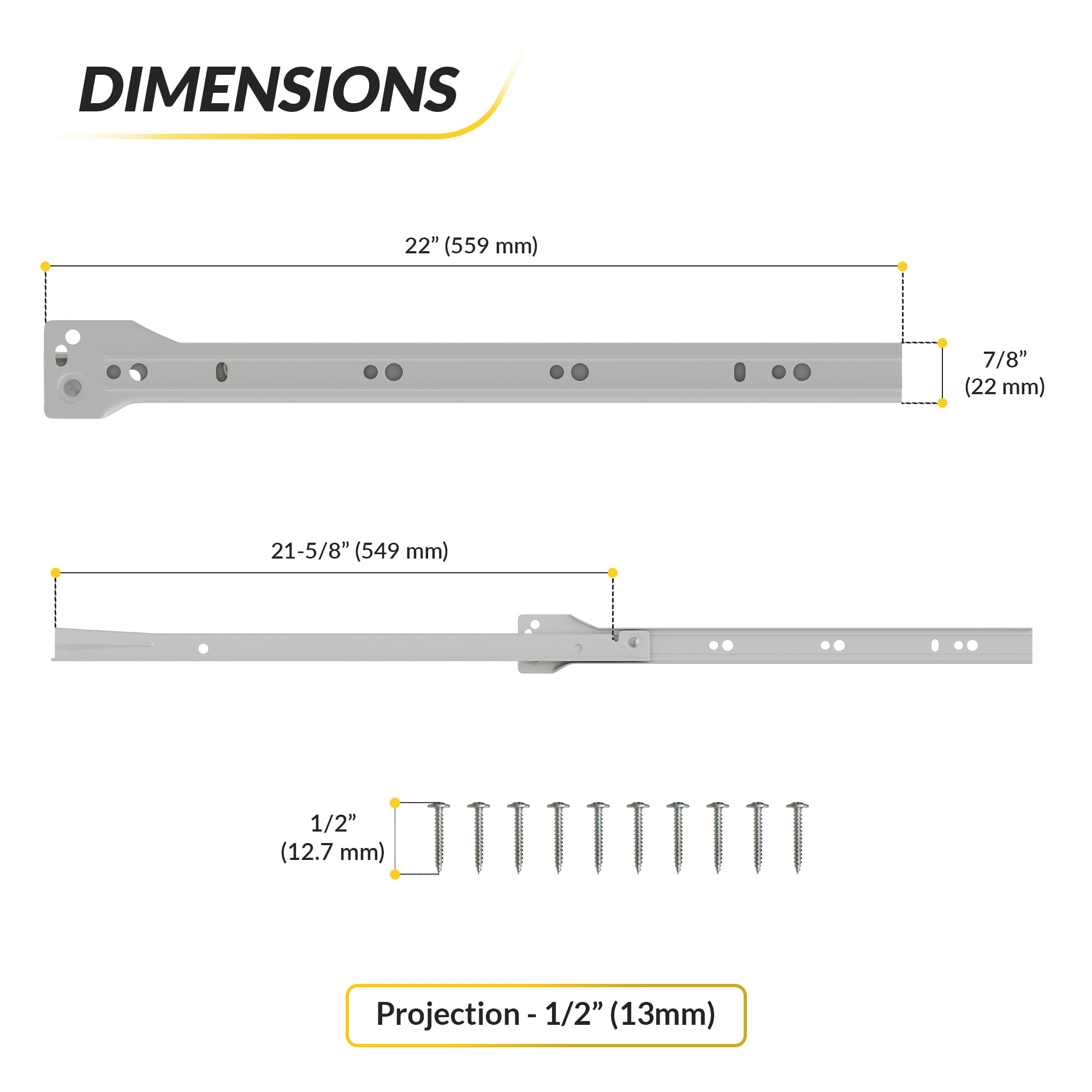 Brixwell Self-Closing Drawer Slide Steel Material, White Finish