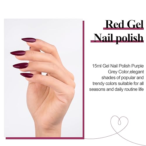 Miniatura 3 de Imtiti Esmalte de uñas de gel color burdeos, 1 unidad de 0.5 onzas líquidas de esmalte de uñas de gel color vino tinto, esmalte de uñas de gel para