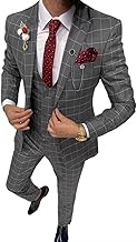 Solovedress Anzüge für Herren 3 Teilig Klassischer Karierter Herrenanzug Sakko Hose Weste für Hochzeiten und Geschäft