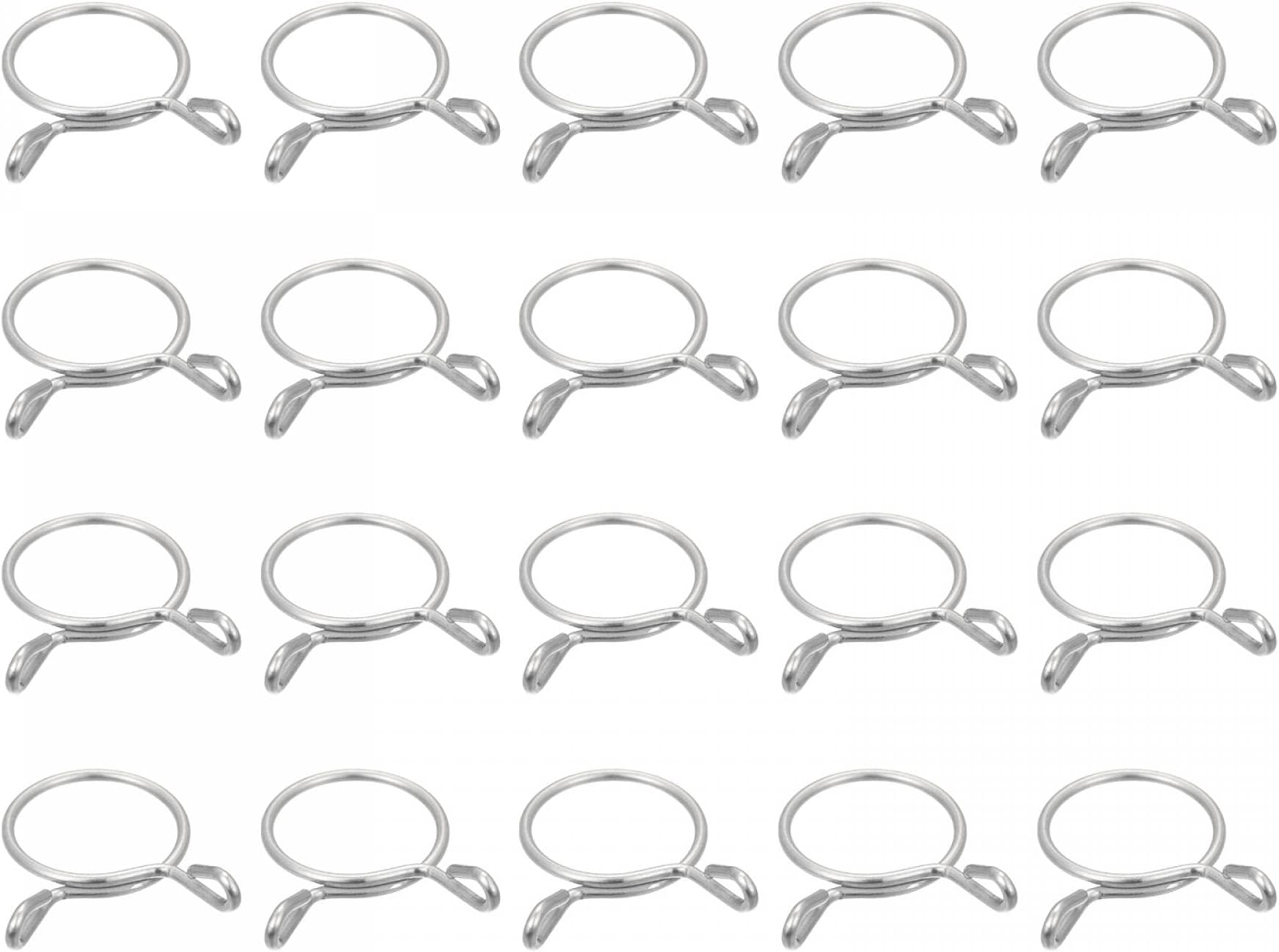 uxcell Fuel Line Hose Clips, 20pcs 21mm ID Fit 22.5-23mm OD Hose 304 Stainless Steel Water Pipe Air Tubing Spring Hose Clamps for Motorcycle Scooter