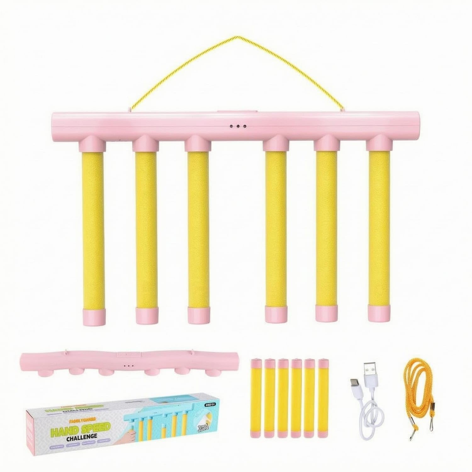 USB Rechargeable Hanging Hand-Speed Game EVA-Covered Hanging Rod Game Textured for Children, Pink, 2016C Hanging Rope-image-7