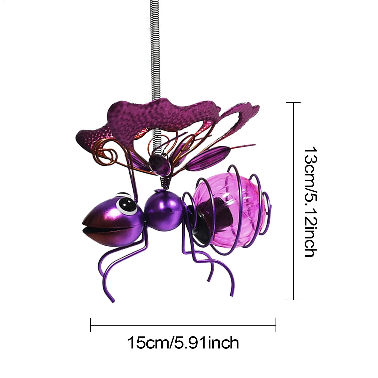 Luces solares de mariposa, lámparas solares colgantes de abeja voladora, mariposa decorativa de metal, decoraciones de patio al aire libre, para patio, porche, iluminación de jardín, (dorado/azul