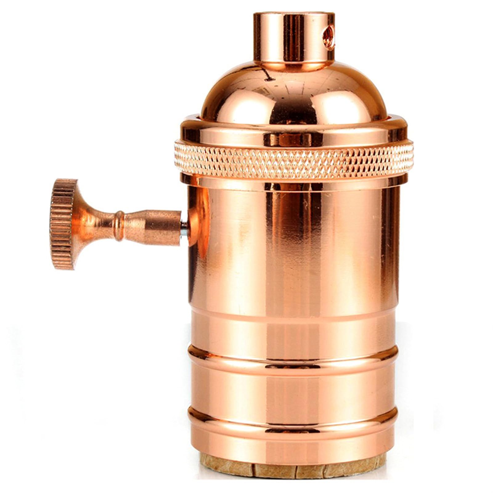 Michear Retro Lamp Bulb Holder E26/E27,Vintage Industrial Light Bulb Lamp Holder Edison Screw Lamp Base with On/Off Switch Light Fitting Parts (Rose Gold)