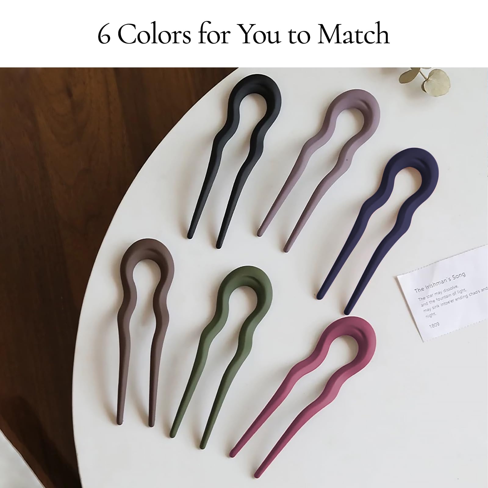 SGQTZDZQ French Twist Hair Pin ,6 PCS Matte French hair pins for women ,Frosted U Shaped Hair Pins for Spiral Updo Bun (Set A) - Image 2