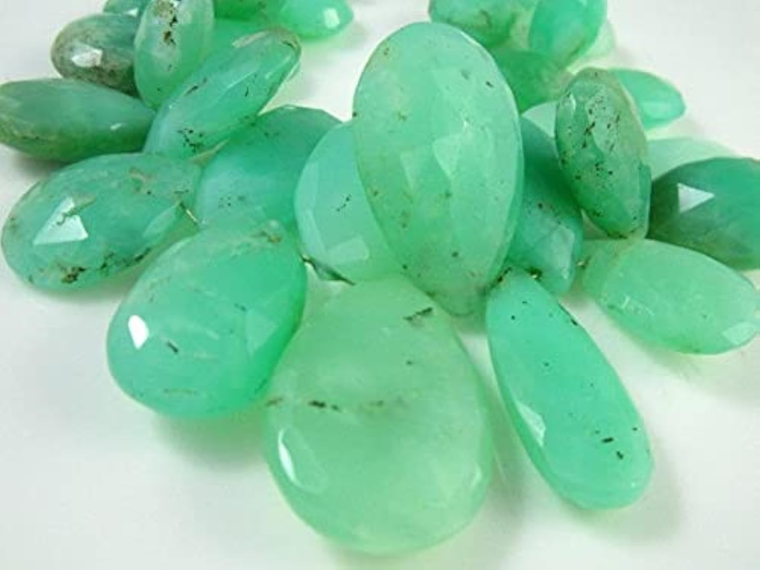 Chrysoprase big faceted pear perles de collection pour bijoux d'émotion