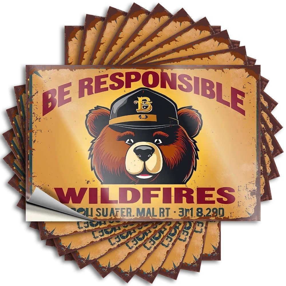 Dorm Door Decorations, Decals Billiard Garage Be Responsible Wildfires | Western Waterproof Vinyl Stickers(6X9CM)