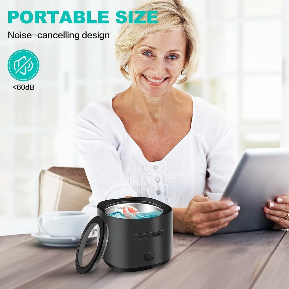 Prise UE, Nettoyeur à Ultrasons 30 W pour ProthèSes Dentaires, Dispositif de Retenue, Nettoyeur à Ultrasons Portable pour ou les Voyages