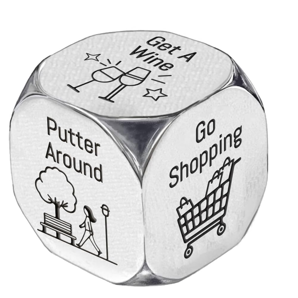 UNICRAFTALE Retirement Activity Dice 1 Set Stainless Steel Activity Decision Dice Retirement Gifts Coworker Colleague Employee Appreciation Gifts for Men Women Birthday