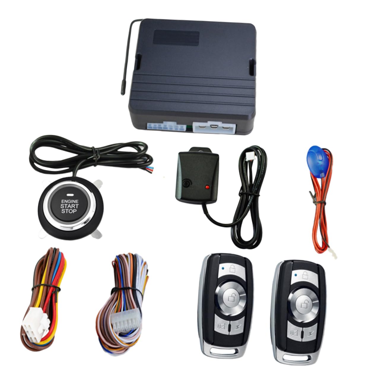 Holibanna 12V Car Burglar Alarm System with One Button Engine Start Auto Theft Features Vibration Alerts Central Lock Automation and LED Status Indicator