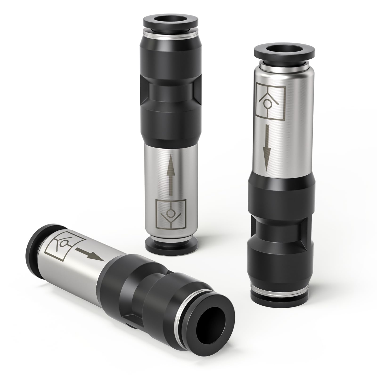 Bwintech 3 pcs 8mm Straight One Way Flow Pneumatic Check Valve, Push to Connect Air Tube Fitting for Air Compressor