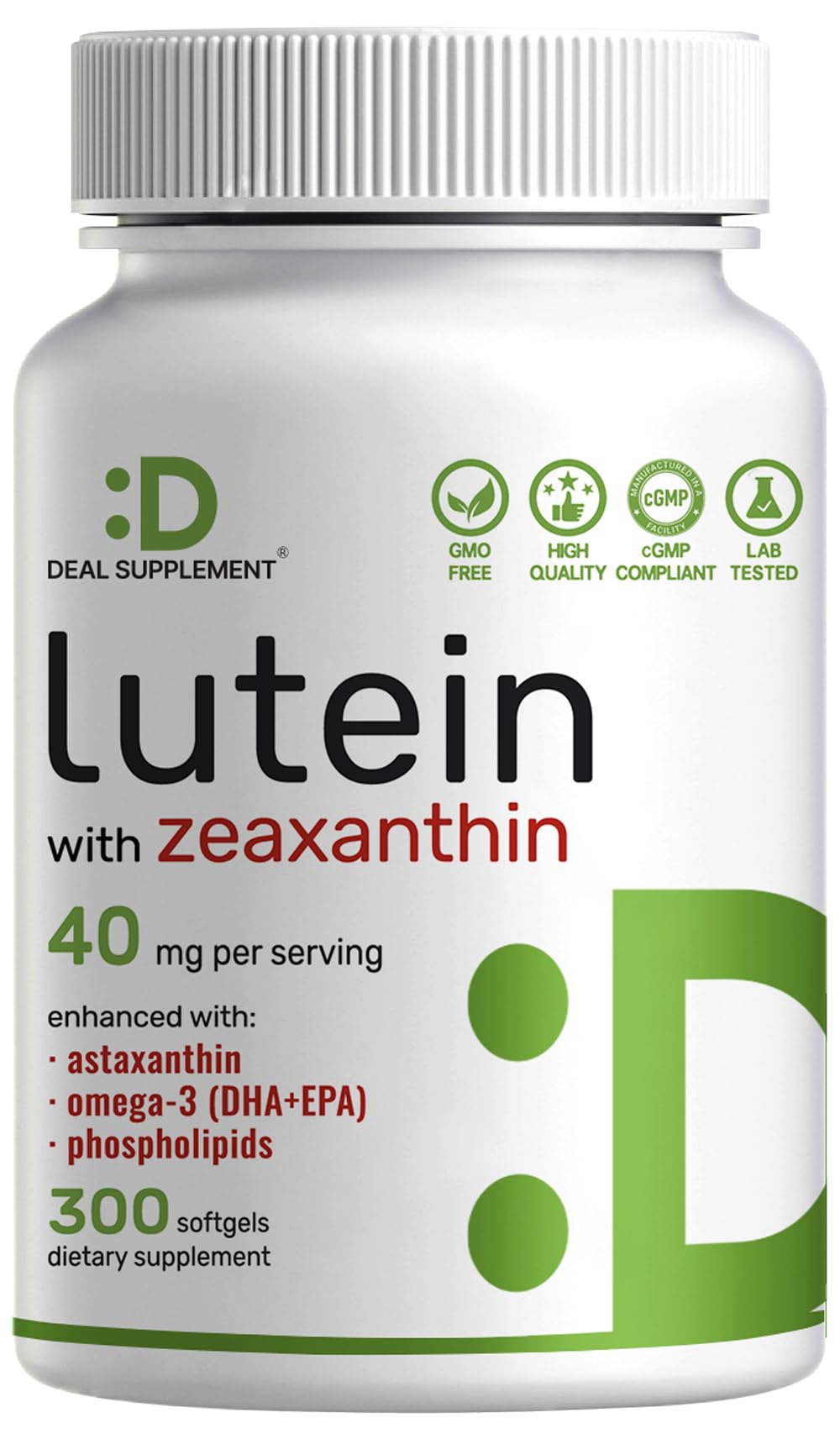 Lutein and Zeaxanthin Supplements, 40mg Per Serving, 300 Softgels