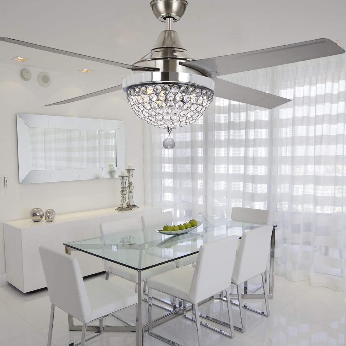 One-Day Sale: Up to 80% Off TiptonLight Modern Ceiling Fans with Light, Remote control Crystal Chandelier Ceiling Fans 44Inch Home Decorative Lamp for Living Room, Bedroom, Dining Room