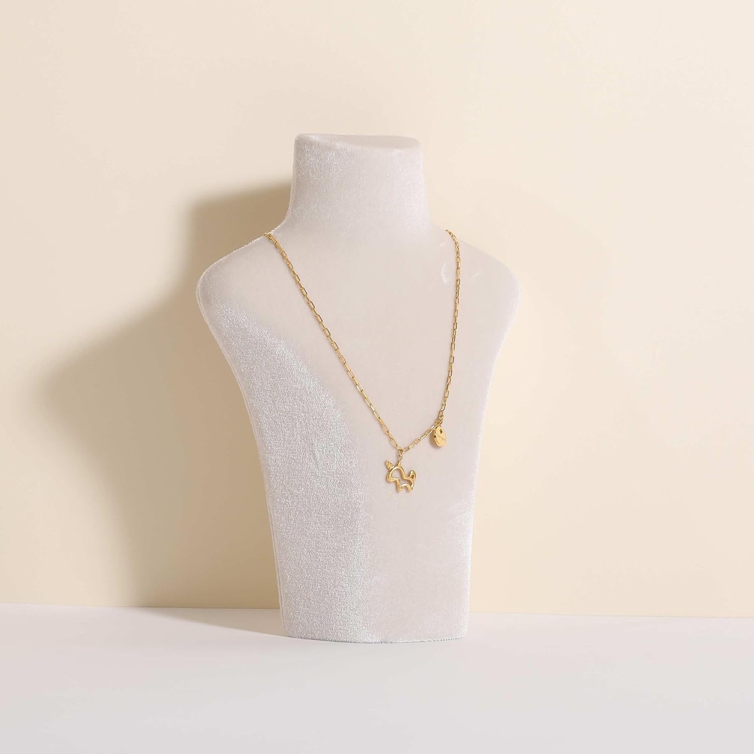 Jewelry Necklace Display Bust, Medium Size Beige Mannequin Jewelry Display Stand for Necklaces, Elegant Microfiber Jewelry Storage Holder for Home, Boutique & Gift Use【Medium, Beige】