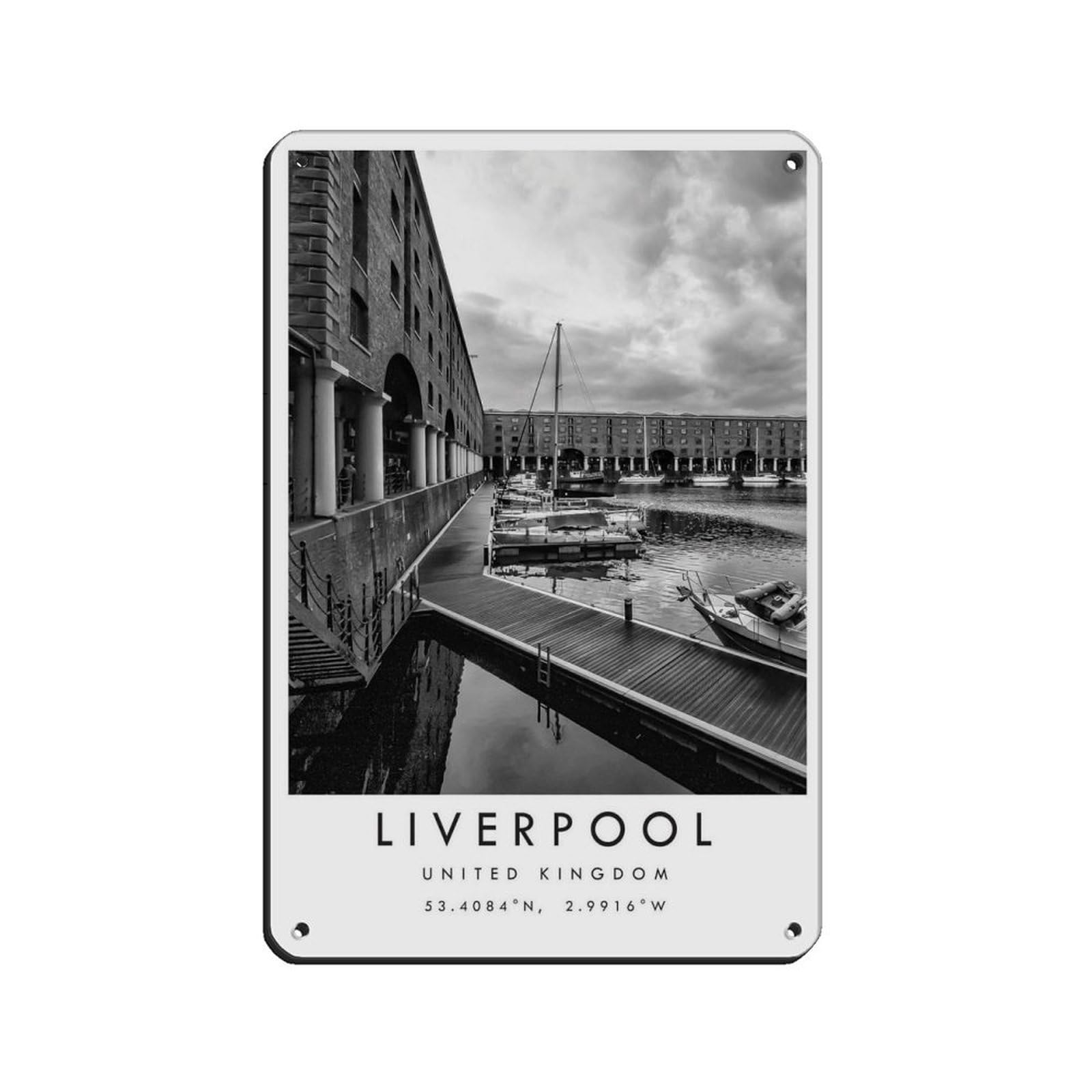 Liverpool Travel,Liverpool Poster Retro Poster Metal Tin Sign Chic Art Retro Iron Painting Bar People Cave Cafe Family Garage Poster Wall Decoration 8x12inch(20x30cm)