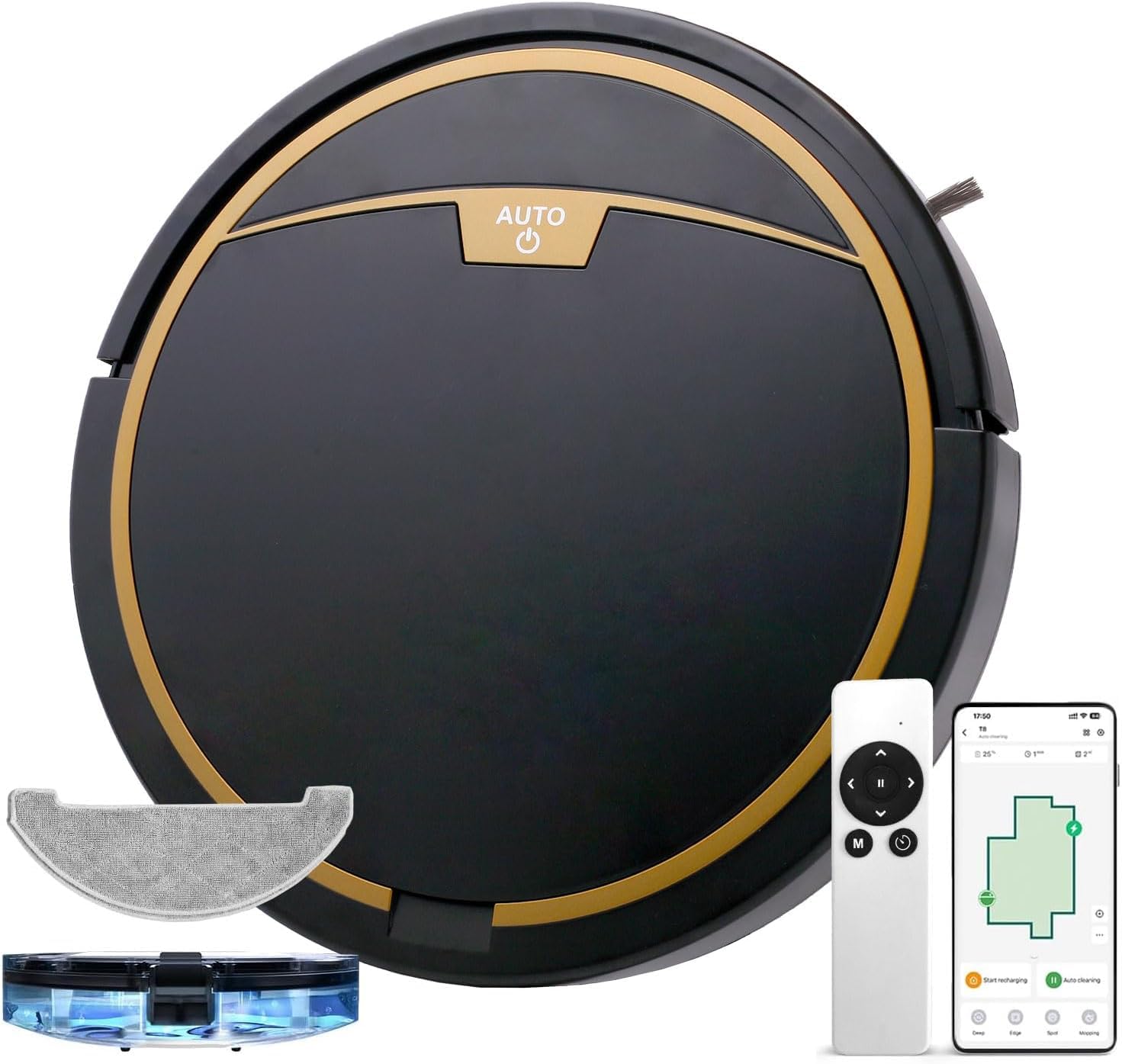 TDOO Robot Vacuum Cleaner and Mop Powerful 3800 Pa,Runtime Sweeping Robot Smart Vacuum App/Remote Control,Robot Vacuum with Large Water Tank, Slim, Great for Hard Floors, Pet Hair, Carpet