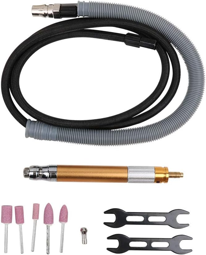 1/8" Air Micro Grinder, 3mm Pneumatic Micro Air Pencil Die Grinder Polishing Tool Kit，70000 RPM Free Speed for Cleaning Dies, Rotors, Backing Plates, Brake Pads, Mounts, Etc.