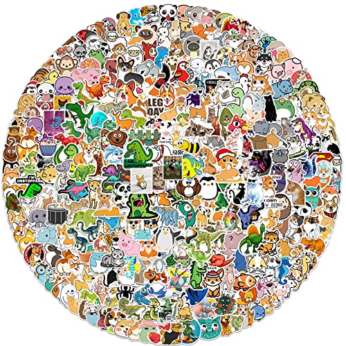 VoPee 300 Pcs Small Animals Stickers Pack, Cute Waterproof Vinyl Stickers Decals for Water Bottles Luggage Skateboard, Cartoon Sticker Gift for Kids Teens Adults
