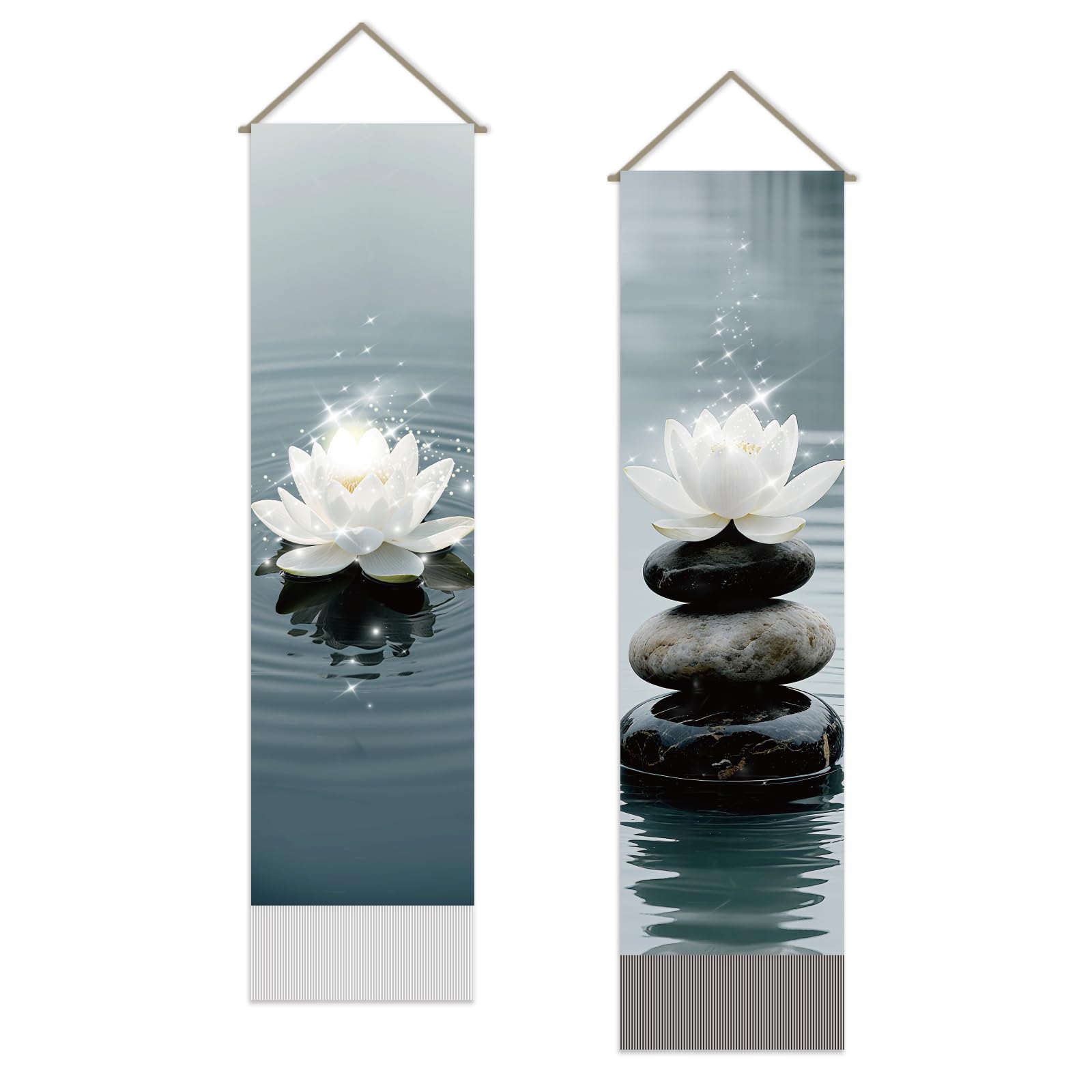 SUPERDANT 2 pz. Arazzo Da Parete Spirituale con Motivo A Loto Glitterato Arazzi Murali con Motivo A Loto per Meditazione Coperta arazzo Lungo Decorazione per casa Soggiorno Appartamento Hotel 130x33cm