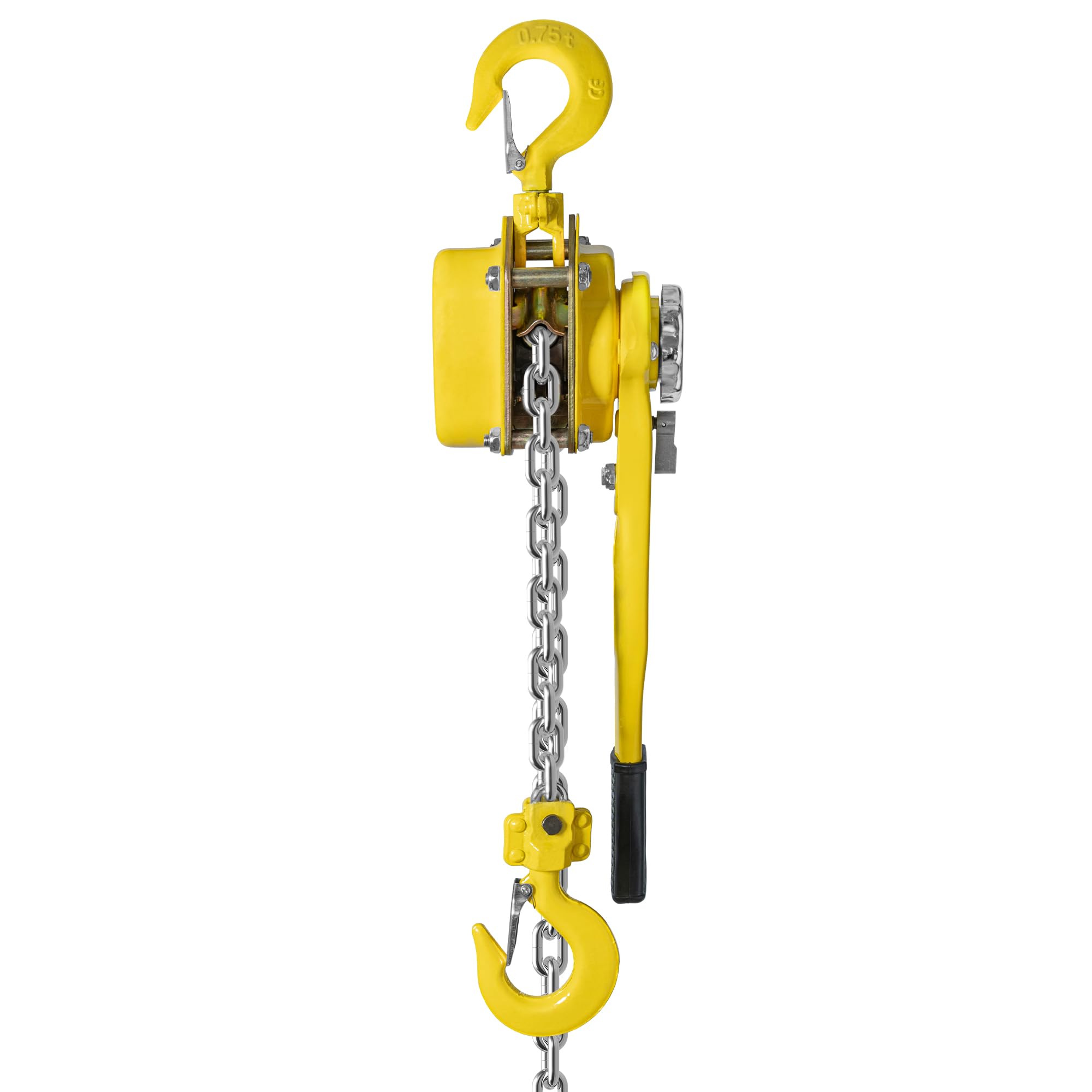 OUUTMEE Palan Manuel à Chaîne 0,75 T, Hauteur de Levage 3 M | Palan à Levier Manuel, Chaîne en Acier au Carbone G80, Avec Crochet, Pour Entrepôt, Garage et Quai d'Usine, Jaune