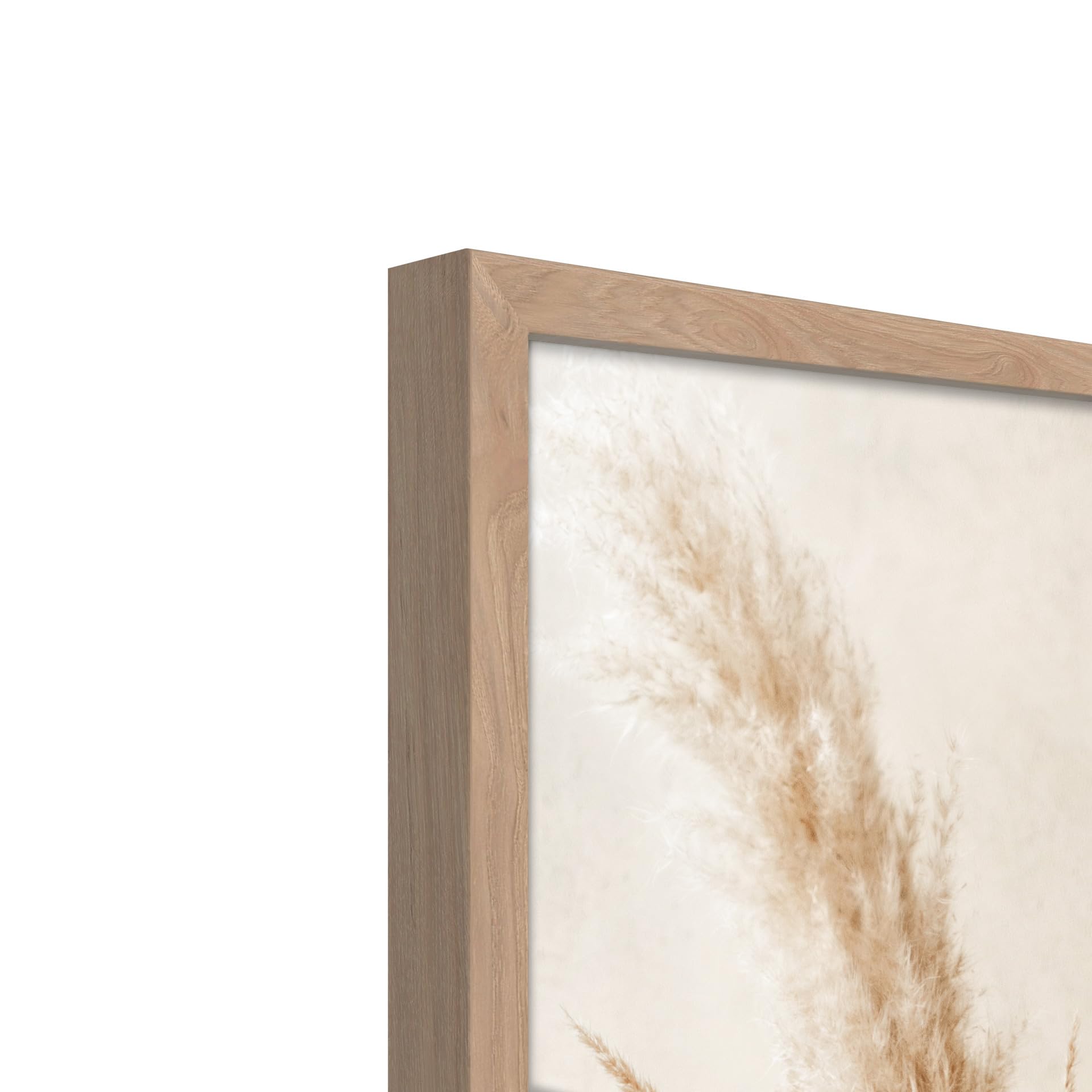STYLER Tableau Boho Vase 50 x 70 cm avec Cadre en Bois – Herbe de la Pampa & Fleurs Séchées – Tableau Boho Japandi Naturel Beige
