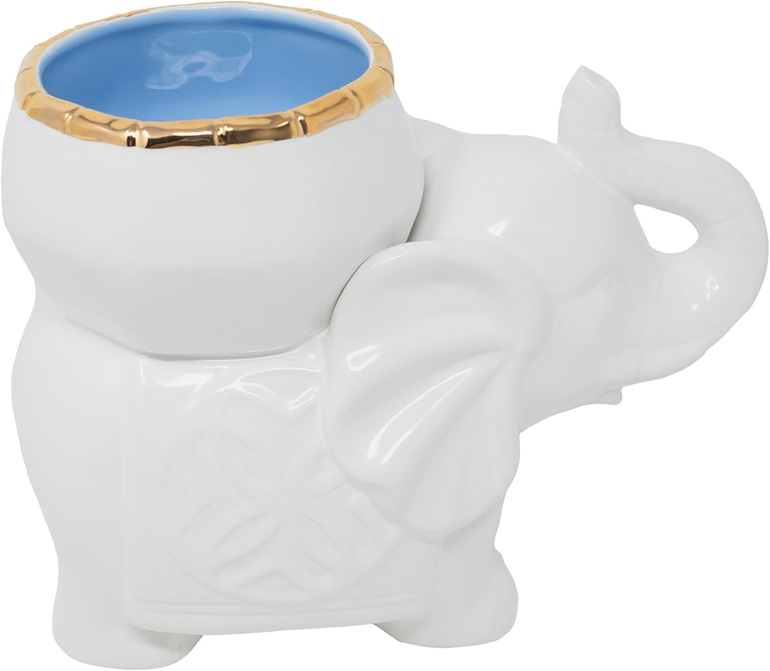 Lilly Pulitzer Small Elephant Shaped Cachepot Planter for Indoor Plants, Ceramic Pot with Gold Accents (Coconut)