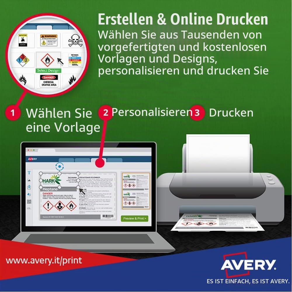 Avery Zweckform L6146-20 Sicherheits-Etiketten 63,5x33,9 mm