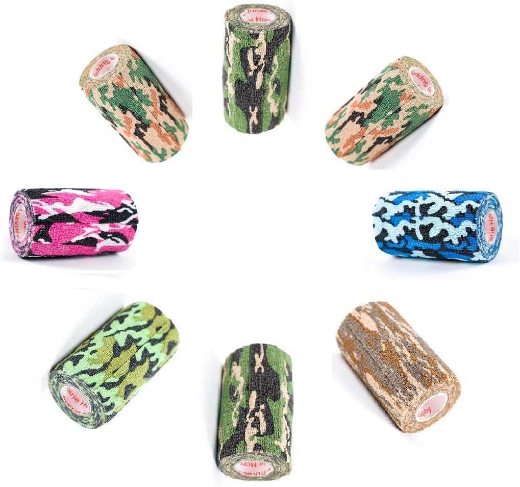 Vet Wrap Tape Self Adhesive Cohesive Bandage, Camo Camouflage Colors Dog Cat Horse Self Stick Adherent Tape 4 inch x 5 Yards 2, 4, 6, 12…