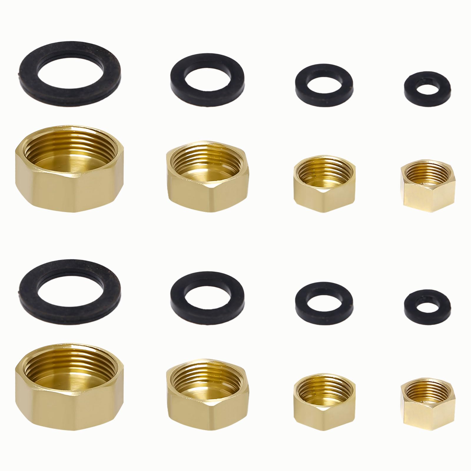 Tapón Ciego de Latón 8 Piezas 3/8 1/2 3/4 1 Pulgada Tapón Tubería con 10 Arandelas de Goma para Conexión de Tubería, Lavadora 3/8 1/2 3/4 Hembra Tapon Fontaneria 1 Pulgada