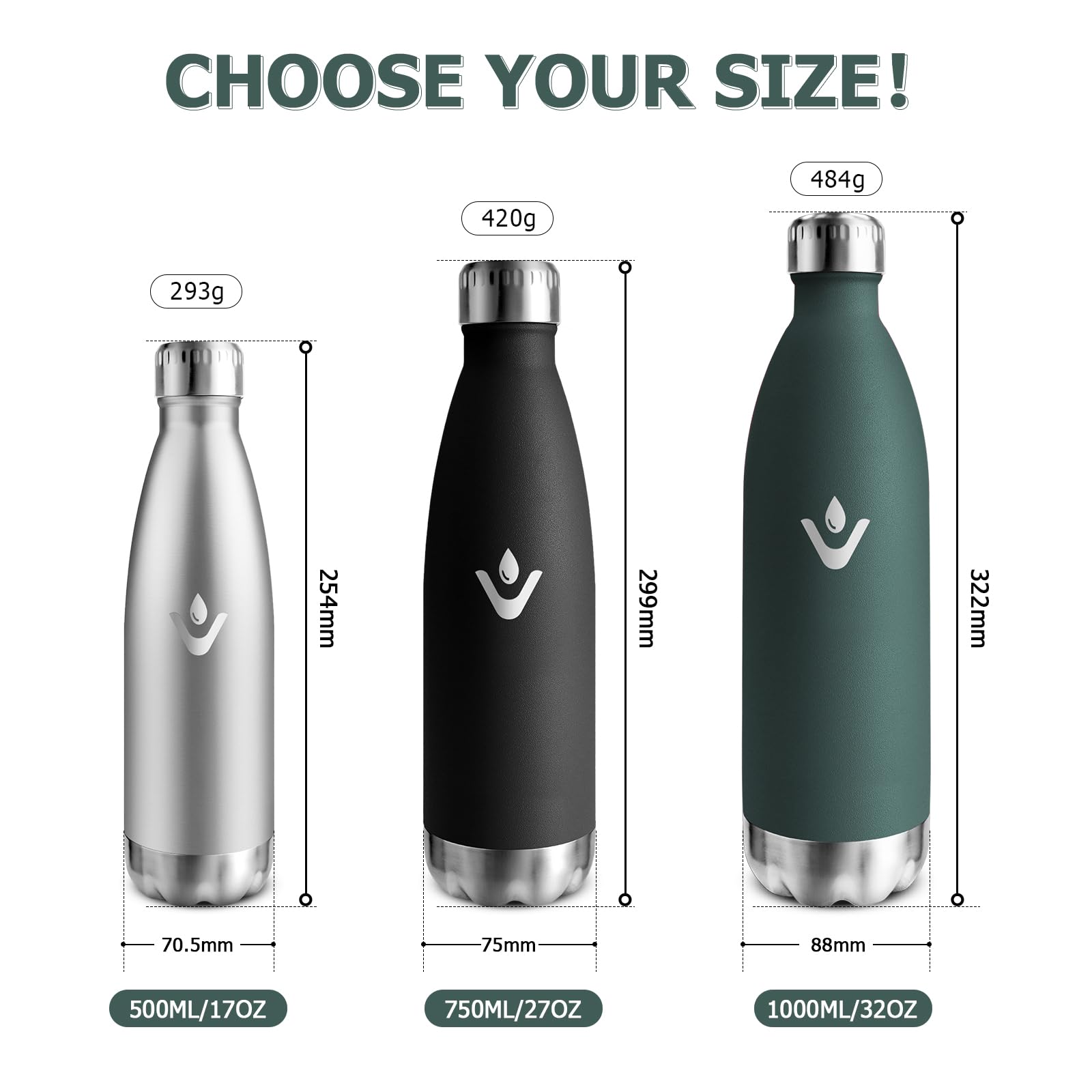 Bouteille Isotherme 1L, Métal Durable, Réutilisable, Bouteille D'eau Sans BPA, Isolant Sous Vide à Double Paroi, Gourde Isotherme Étanche Pour École, Sport, Bureau, Gym, Yoga, Camping, Randonnée