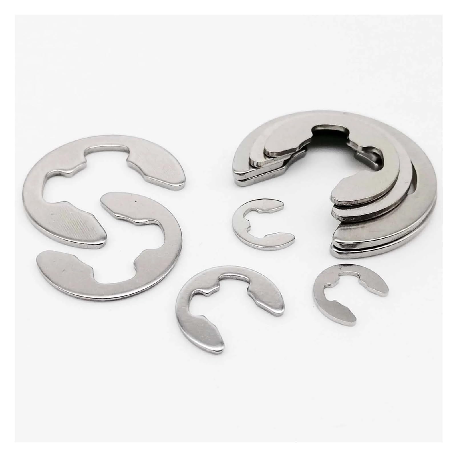 Lksgjsnb One Color E Type Clip 10/50/100Pcs M1.2-M16 Din6799 A2 304 Stainless Steel Shaft Bearing Retaining Ring Washer Circlip(10Pcs M9)