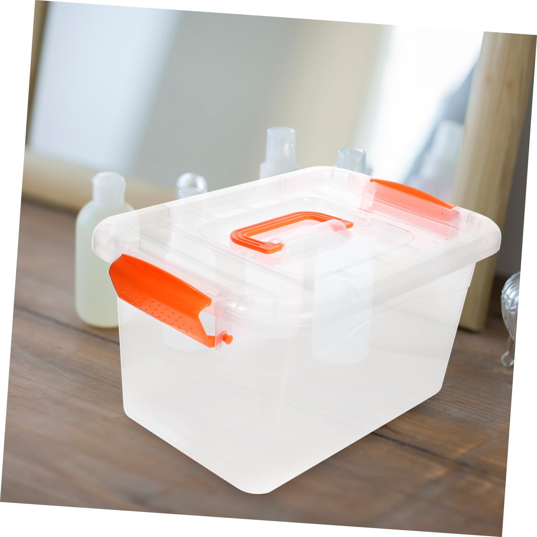 6 Cajas de Almacenamiento Transparentes Organizadores Portátiles de 3 Litros Tapa y Asas en Material Pp y Abs Hogar
