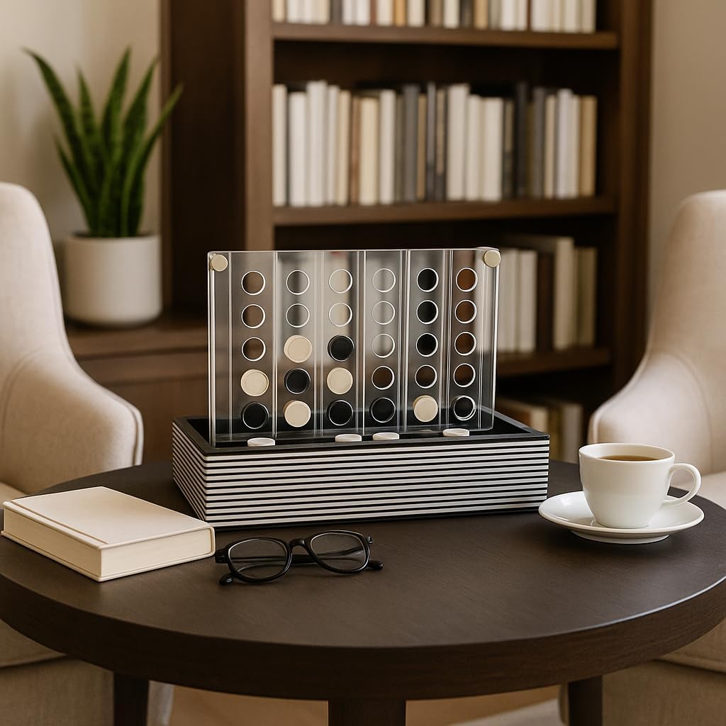 Modern Decorative Game Striped Box Design Iron MDF Resin Contemporary Style Home Office Decor Accent - 8" Black